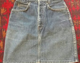 1990s vintage blue jean skirt high waist Brooks xs 24" waist