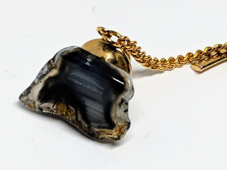 Tumbled Grey and Clear Stone Tie Tack