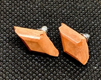 Diamond Shaped Brown Concrete Stud Earrings