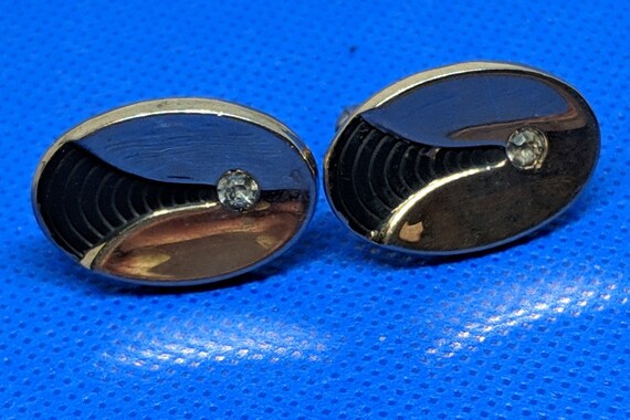 1940s Anson Modernist Black & Gold tone Cufflinks… - image 9