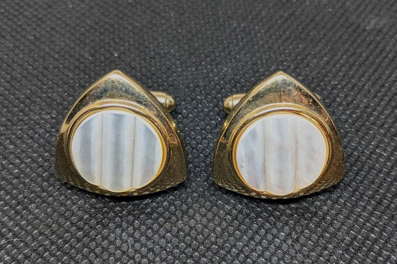 Modernist triangular mother of pearl cuff links - image 8