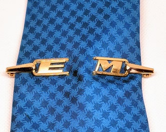 Vintage Monogram EM Tie Bar, doorboord Look stropdas Clip met initialen E M