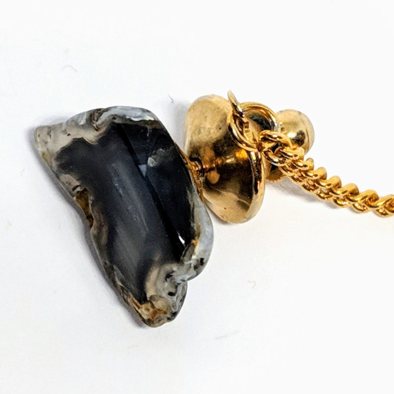 Tumbled Grey and Clear Stone Tie Tack