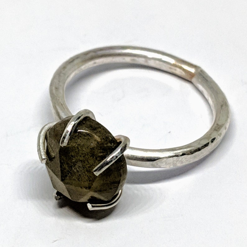 Labradorite and Sterling Silver Ring Size 7.5 Handcrafted Prong Set Gemstone Ring