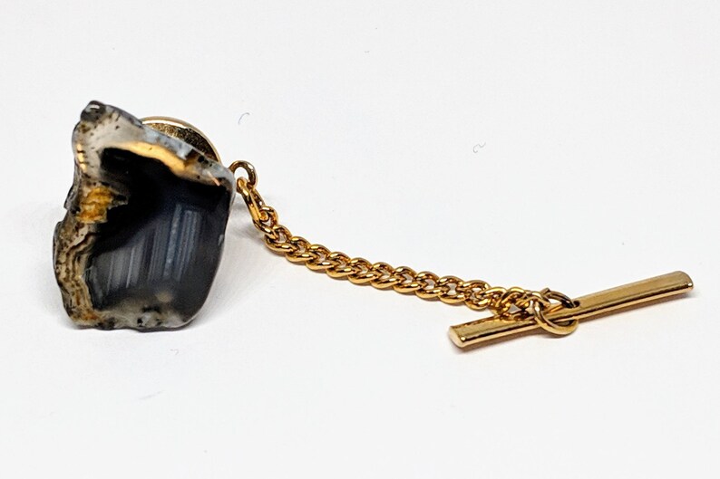 Tumbled Grey and Clear Stone Tie Tack