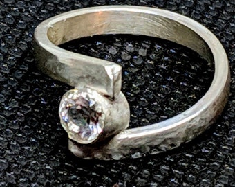 White Topaz and Sterling Silver Bypass Ring Size 7.5