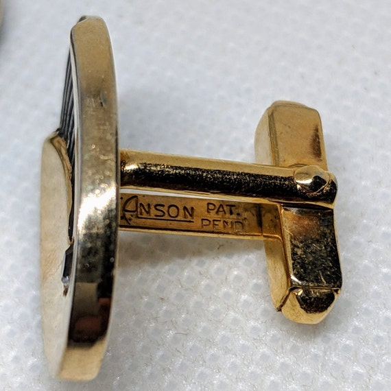 1940s Anson Modernist Black & Gold tone Cufflinks… - image 7