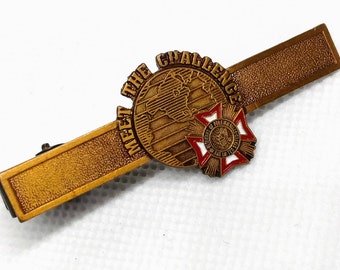 Vintage VFW stropdas Clip / binden Bar / Clasp "Meet de uitdaging" ons veteranen van Flugtechnische patriottische Memorabilia Tie accessoire binden