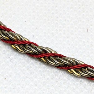 Vintage Rope Necklace Silver tone & Red Twist Minimalist Chain 17.5&quot; Long