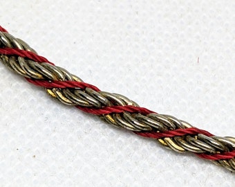 Vintage Rope Necklace Silver tone & Red Twist Minimalist Chain 17.5" Long