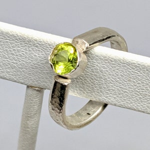 Handcrafted Peridot Sterling Silver Ring, Size 5; August Birthstone