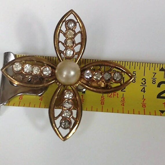 Coro art deco flower brooch with rhinestones and … - image 6