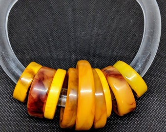 Modernist Bakelite & Lucite Collar Necklace - Amazing Vintage Find
