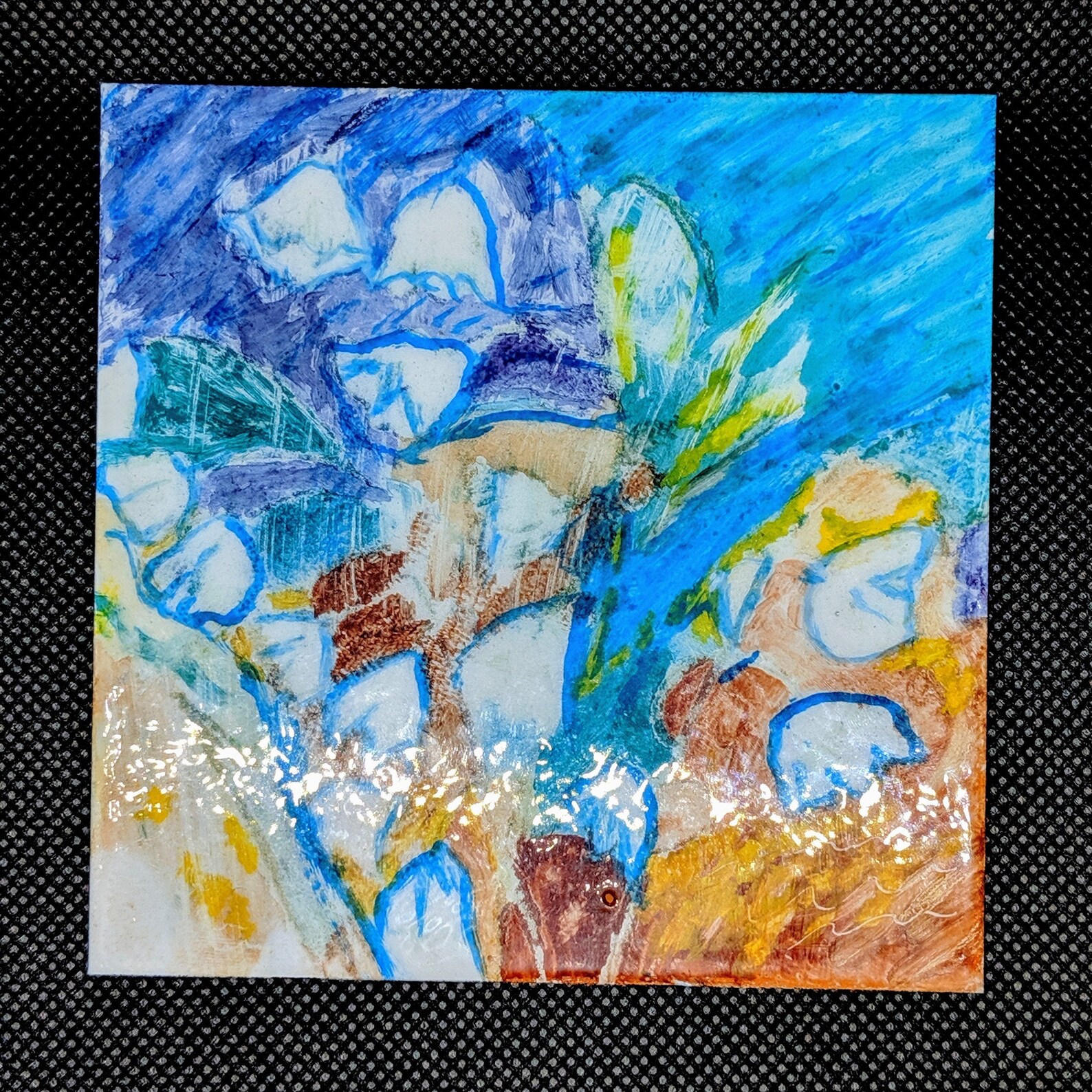 Original Abstract Flower Vitreous Enamel Painting 4 X Etsy