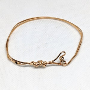 Handcrafted Heart Bangle Bracelet in Bronze