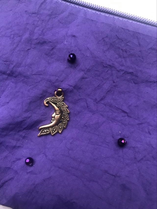 Trousse de Tarot Violette et Verte, Trousse Zippée Lune, Pour Divinatoire, à Bijoux, Pochette Crista