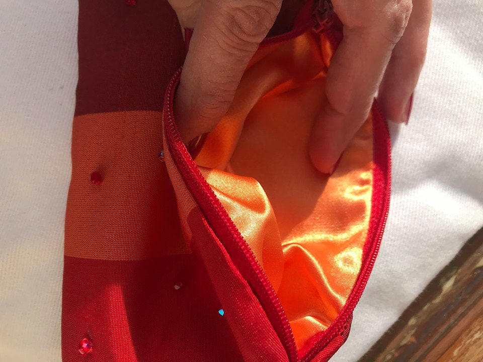 Trousse de Tarot Orange et Rouge, Trousse Zippée, Pour Divinatoire, à Bijoux, Pochette Tarot, Crista