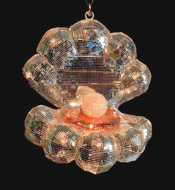 Clamshell W Pearl Disco Ball: Silver Rose Gold Mirror Ball 20