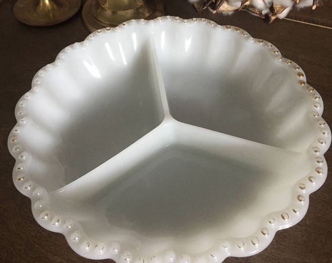 Anchor Hocking Milk Glass Relish Tray Etsy