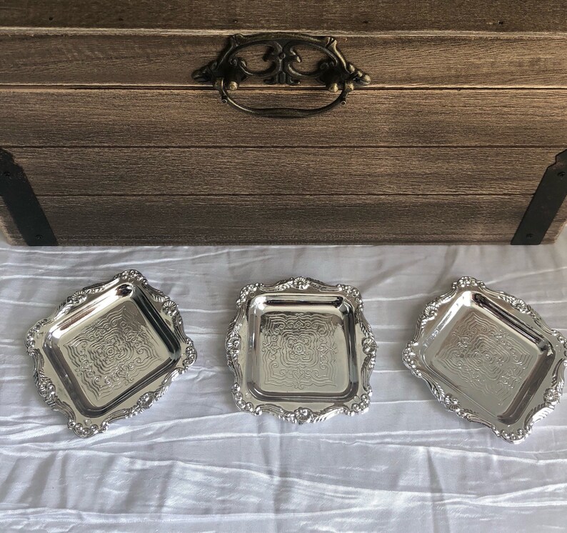 Small Silver Square Party Favor Trays Metallic Mini Tray Etsy