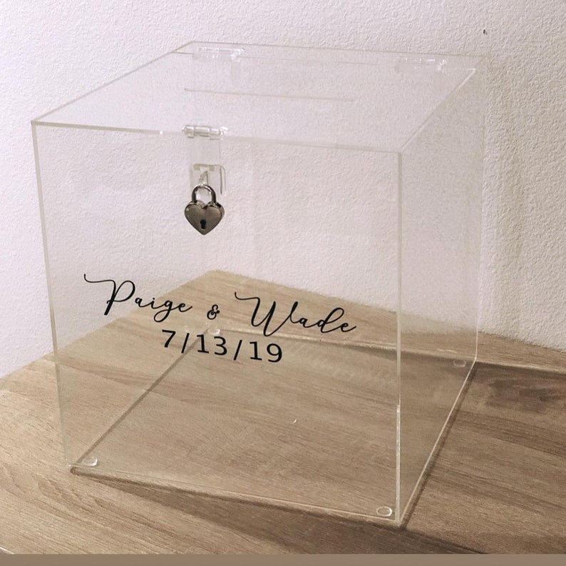 LARGE 12x12x12 Custom Acrylic Wedding Card Box w/ Names & Date Etsy
