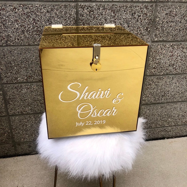 Large 12x12x12 Mirror Acrylic Wedding Card Box Locking Etsy