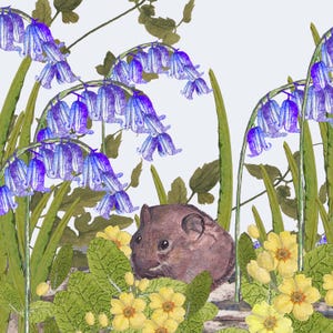 Carte de vœux Souris en bois printanière