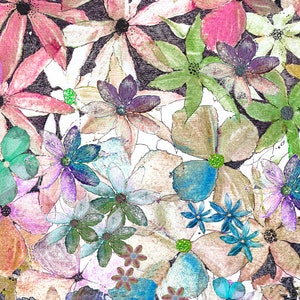 Kartoffeldruck 'Flowery Tatty Prints Grußkarte