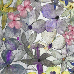 Kartoffeldruck 'Tatty Printed Flowers' Karte