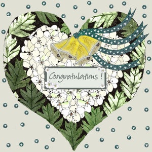 Aardappel bedrukte 'Blossom Wedding Heart' gefeliciteerd wenskaart