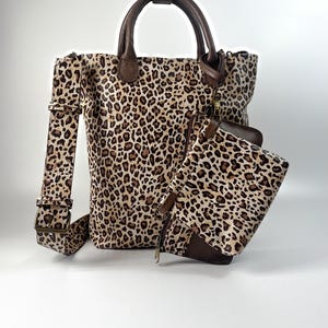 Handgefertigte Leopardenmustertasche aus echtem Leder