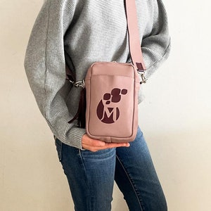 Bolsos de piel rosa Bolso pequeño de piel Bandolera Bolso para teléfono Bolso rosa Bandolera de piel Monedero de piel Mini bolso Bolso de piel mujer