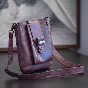 Burgundu Sac bandoulière en cuir Petit sac à main en cuir Sac à main en cuir Mini sac Sac box en cuir Porte-monnaie bandoulière Sac en cuir femme