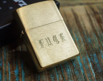Engraved Brass Zippo Lighter: Custom Gothic Gift