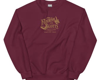 Magical Wizard Booksellers Embroidered Sweatshirt Book Lover Gift Wizard Gift Bookshop Book Store Crewneck