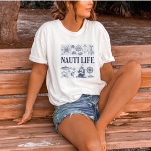 Nauti Life tshirt Nautical TShirt Summer Beach Vacation T-shirt Maritime tshirt Sailing Tshirt Fishing Tshirt