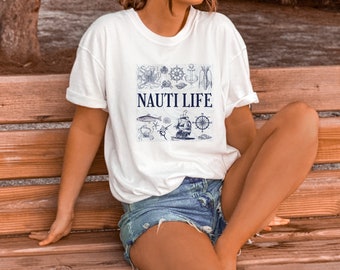 Nauti Life tshirt Nautical TShirt Summer Beach Vacation T-shirt Maritime tshirt Sailing Tshirt Fishing Tshirt