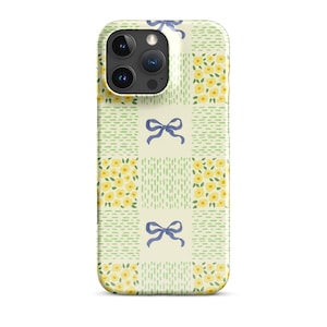 Blue Coquette Bow and Yellow Flower Snap case for iPhone® Coquette Aesthetic