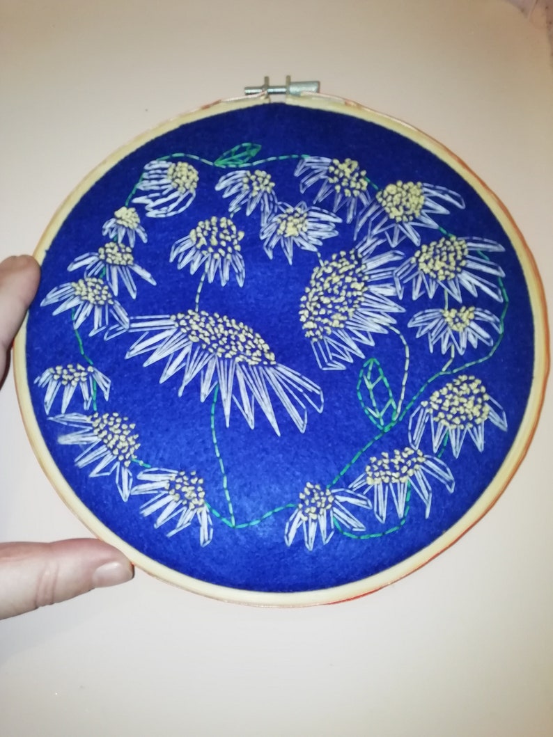 Daisy Daisies Original Embroidery Hoop Art Picture embroidered