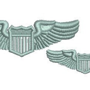 Pilot Wings machine embroidery design flying plane aviator air force wings flying