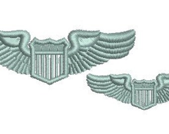 パイロットウィングス機械刺繍デザイン飛行飛行機飛行士空軍翼飛行