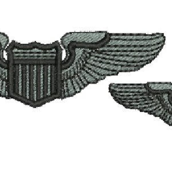 Pilot Wings machine embroidery design aviator wings pilot flying air force