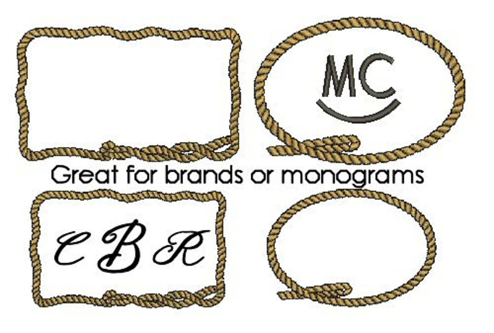 Rope Frames Set Embroidery Machine Designs, Set of 4, Western Rope ...