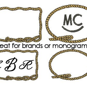 Machine Embroidery Rope Frame Rope Frames Set Embroidery Machine Designs, Set of 4, Western Rope ...