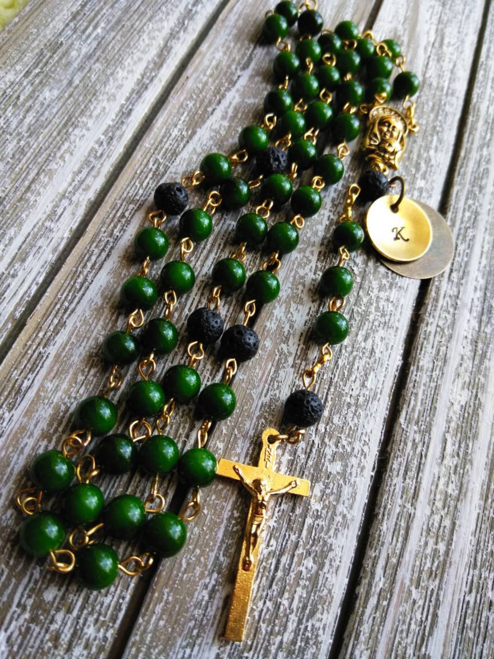Emerald Green Color Catholic Rosary. Five Decade Baptism Gift. - Etsy