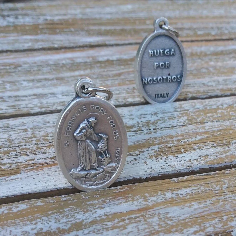 St. Francis of Assisi/ Puega Por Nosotros. Pet Protection Medal. St Francis Pet Medal. Pet collar medal. St. Francis Medal In Spanish.