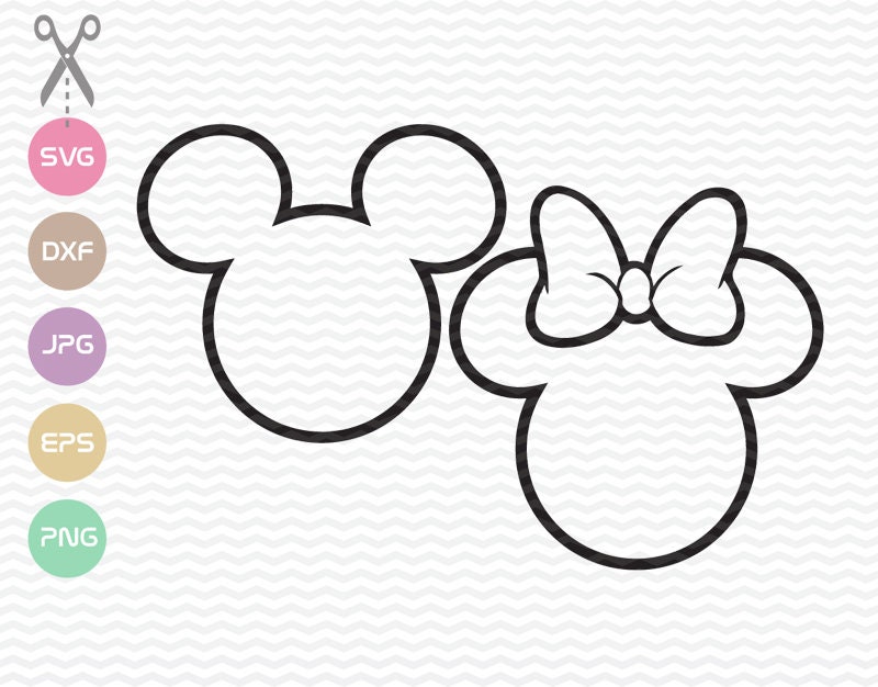 Mickey and Minnie Outline Head Svg Mickey Mouse Head Minnie | Etsy
