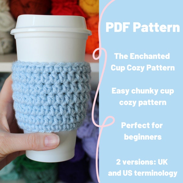 PDF Crochet Pattern Cup Cozy Easy Crochet Pattern For Beginner Crochet Pattern PDF Printable Crochet Cup Cozy Pattern For Bulky Chunky Yarn