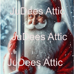 Santa at the Window PNG  Digital File, Instant Download, Printable, Sublimation Decoupage Cans Labels, Junk journal pages