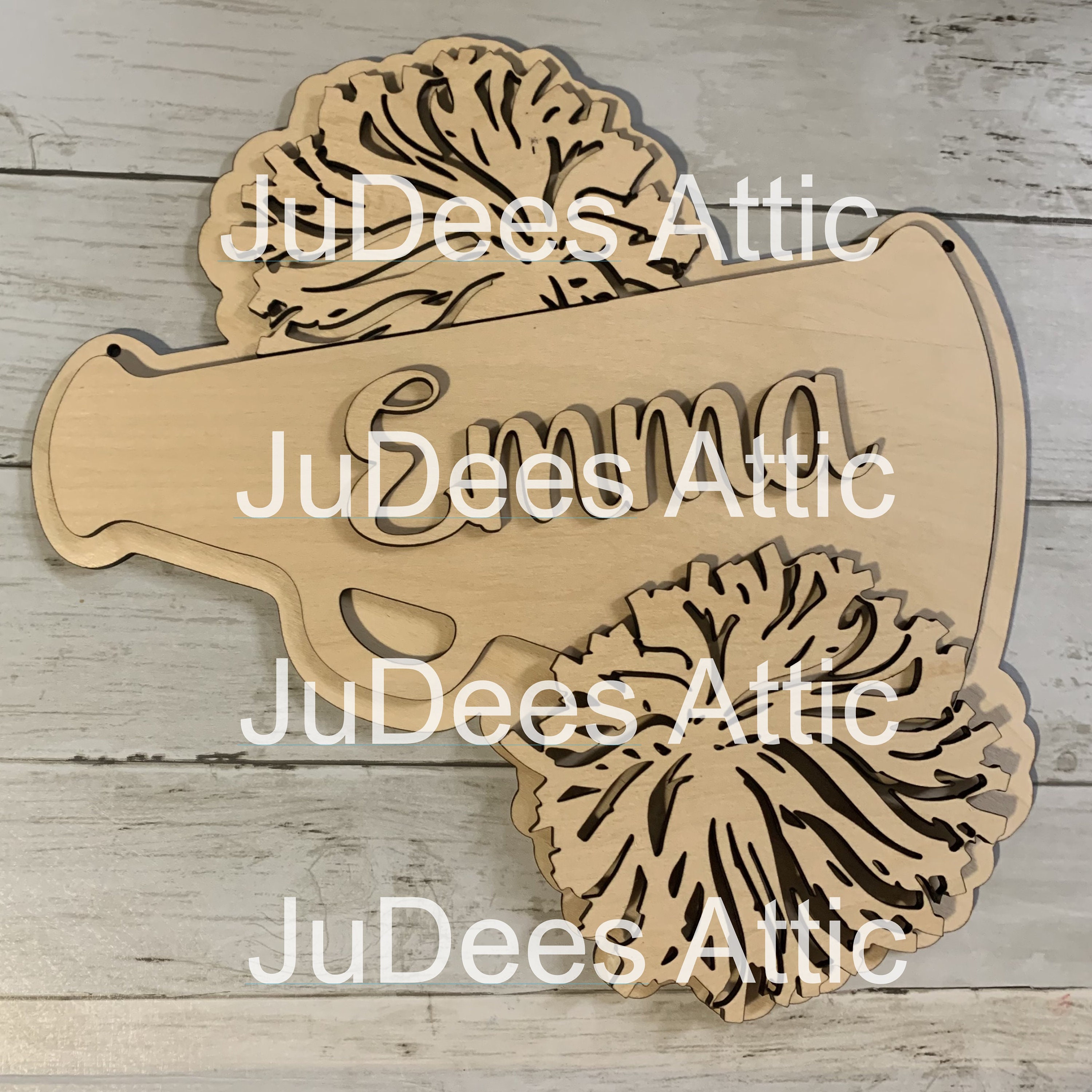 Cheer PomPom Door Hanger  -  Digital File Only - SVG - Glowforge